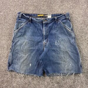 Vintage Levi's Silver Tab Carpenter Shorts Mens 36 Blue Distressed Denim Cut Off
